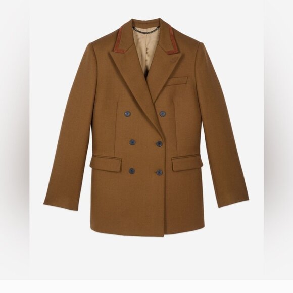 The Kooples Wool Leather Suit Jacket FR 42 US 10 NWT - Picture 1 of 14